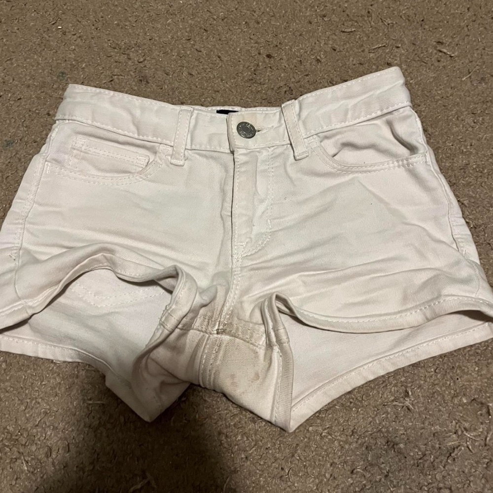 GAP White Jean Shorts Mid-Rise Cuffed Hem